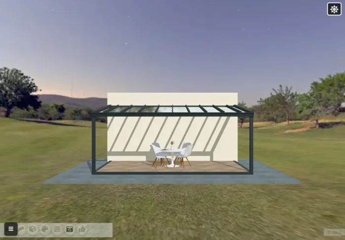 3D configurator screenshot — anthracite terrace roof